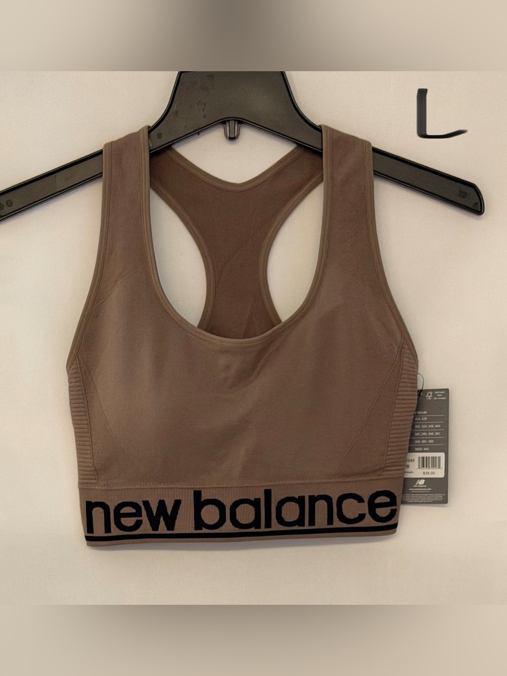 New Balance Brown Racerback Logo Sports Bra